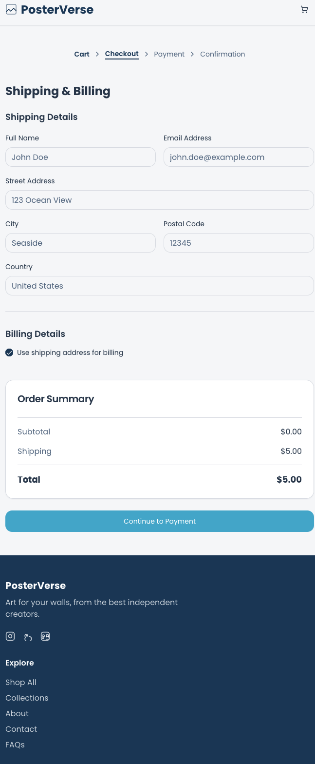 Webshop - Shipping & Billing (Prototype)